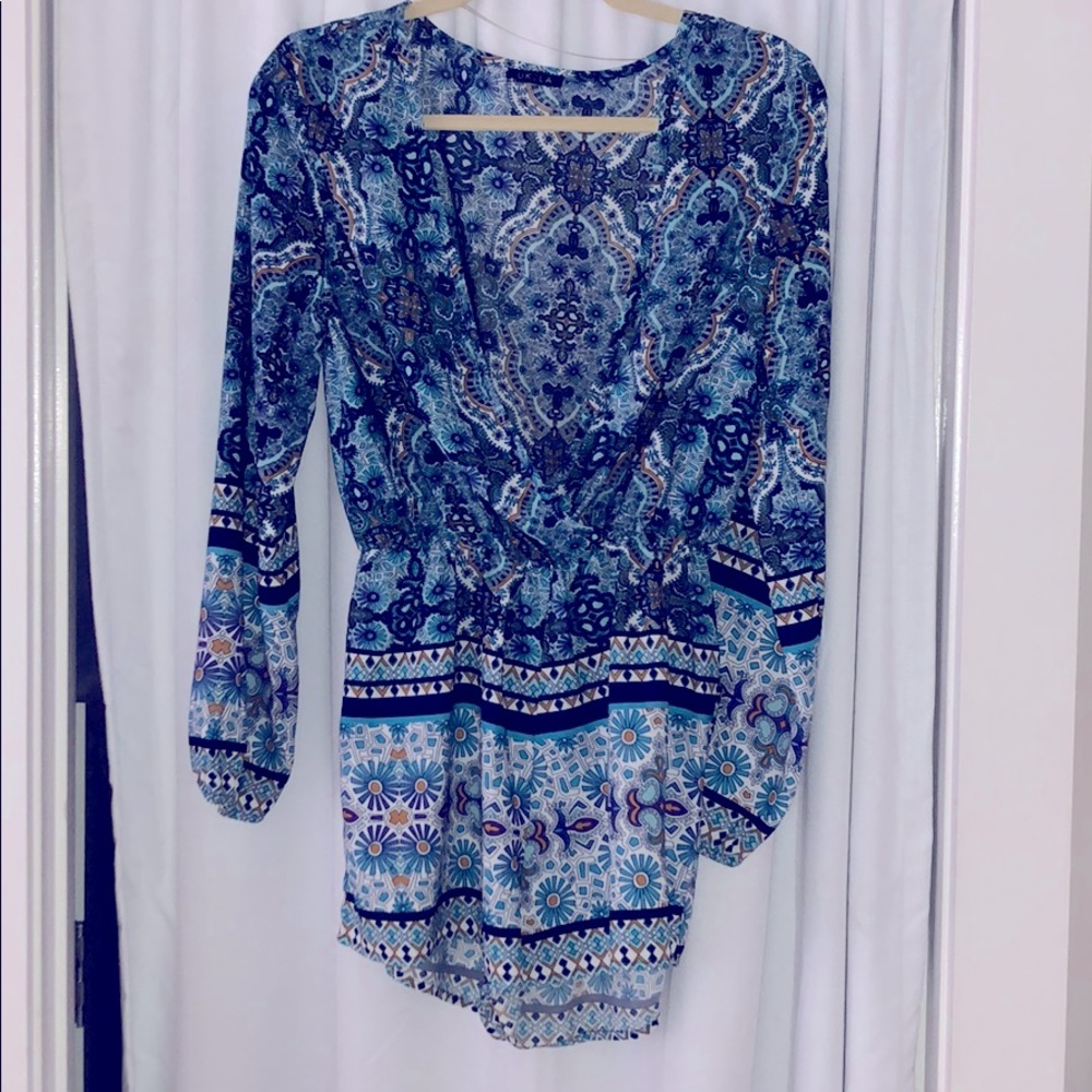 Paisley blue romper